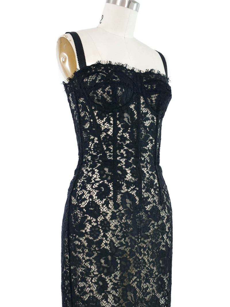 Dolce & Gabbana Sheer Black Lace Cocktail Dress