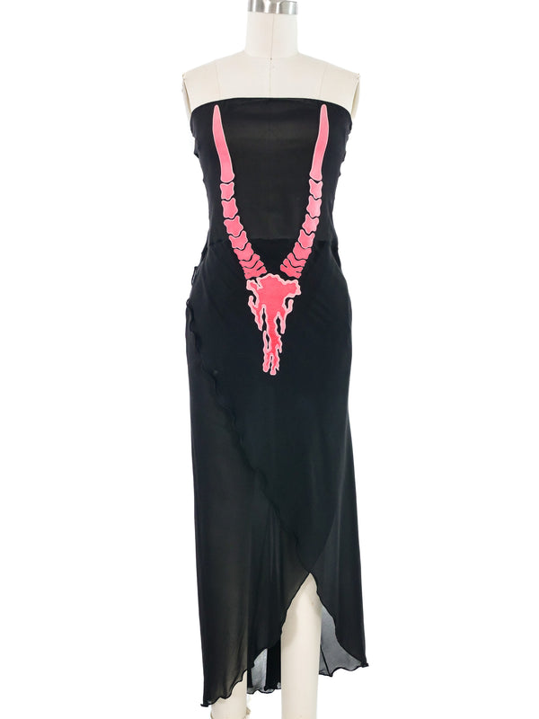 Jean Claude Jitrois Skull Applique Mesh Dress