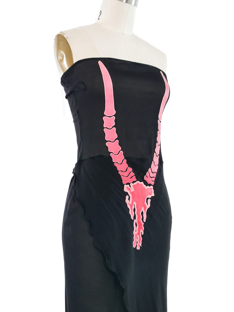 Jean Claude Jitrois Skull Applique Mesh Dress