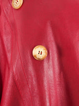 Hermes Fur Trimmed Red Leather Cloak Outerwear arcadeshops.com