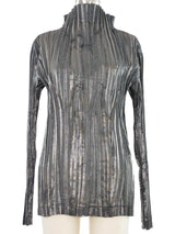 Issey Miyake Metallic Gray Mock Neck Top Top arcadeshops.com
