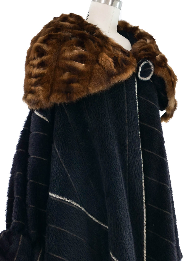 Fendi Fur Trimmed Swing Coat