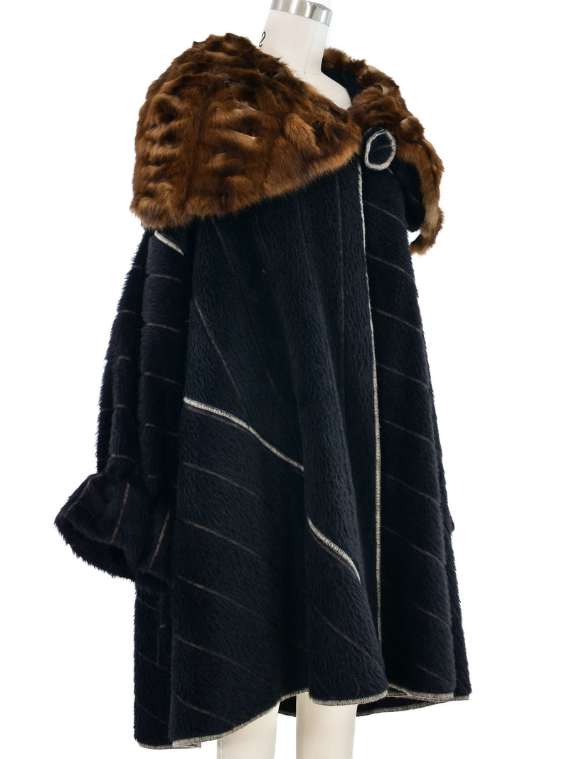 Fendi Fur Trimmed Swing Coat