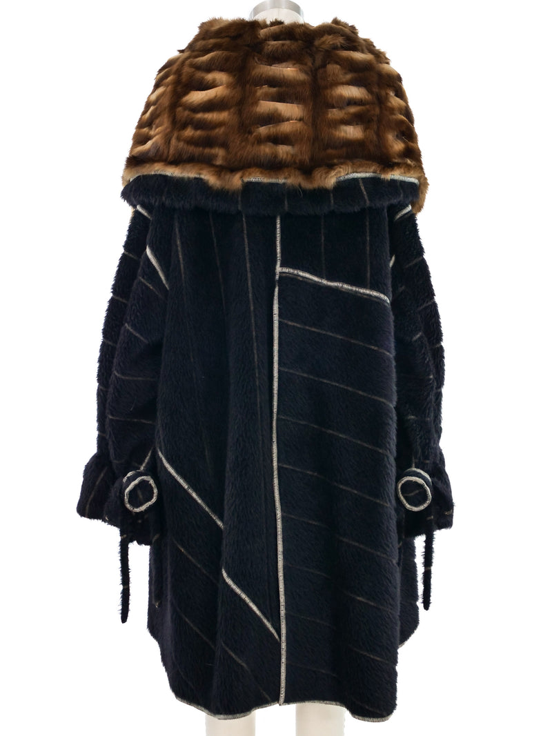 Fendi Fur Trimmed Swing Coat