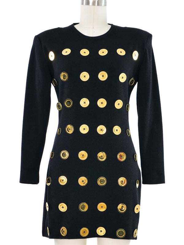 Patrick Kelly Gold Button Mini Dress Dress arcadeshops.com