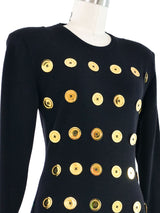 Patrick Kelly Gold Button Mini Dress Dress arcadeshops.com