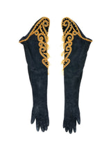 Beaded Suede Gauntlet Gloves Accessory arcadeshops.com