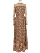 1970s Richilene Embellished Copper Lace Dress Dress arcadeshops.com