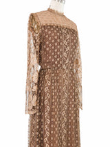 1970s Richilene Embellished Copper Lace Dress Dress arcadeshops.com