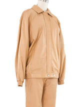 Charles Jourdan Tan Leather Pant Suit Suit arcadeshops.com