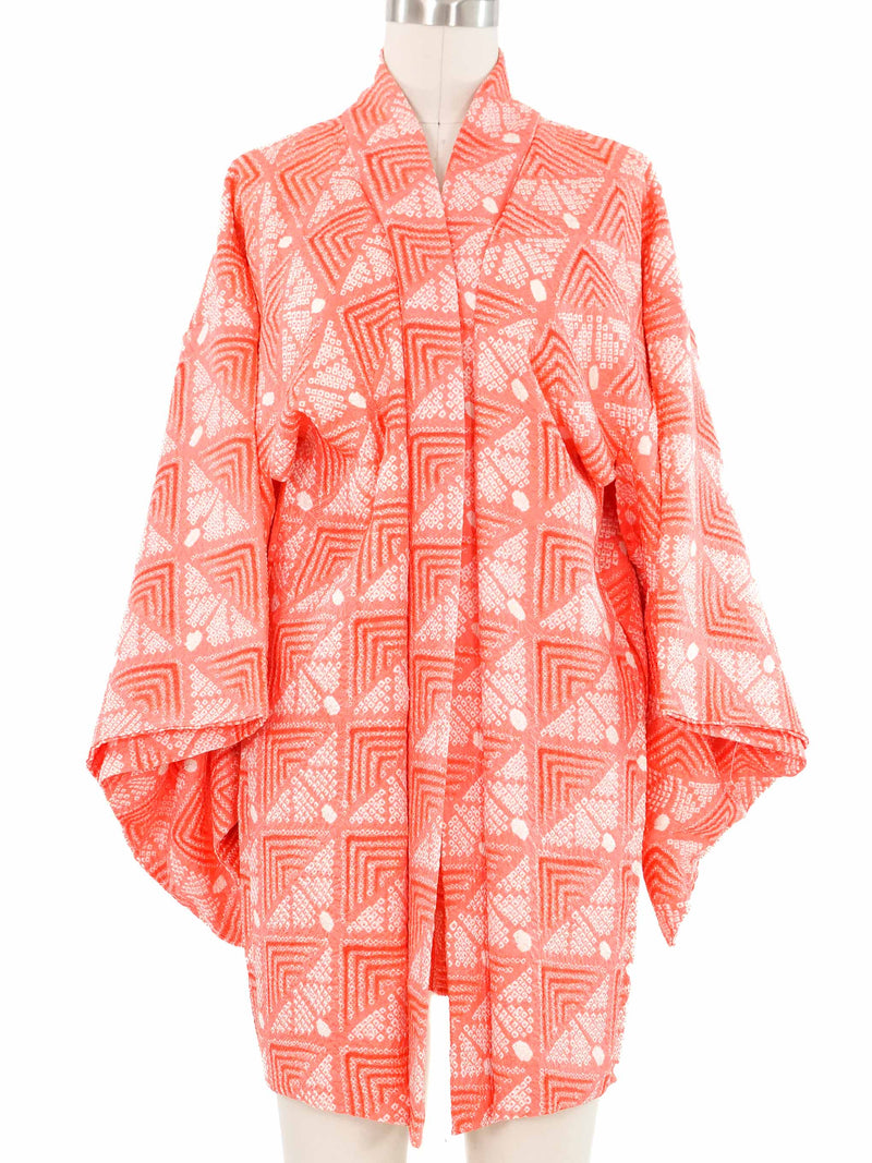 Peach Pink Shibori Haori Kimono Jacket arcadeshops.com