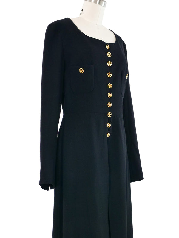 Gemma Kahng Black Wool Crepe Shirt Dress Dress arcadeshops.com