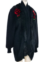 Rosette Fur Trimmed Angora Cardigan Jacket arcadeshops.com