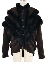 Fur Trimmed Brown Angora Cardigan Jacket arcadeshops.com