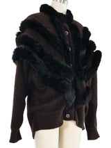 Fur Trimmed Brown Angora Cardigan Jacket arcadeshops.com
