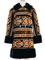 Faux Fur Trimmed Tapestry Peacoat Outerwear arcadeshops.com