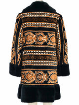 Faux Fur Trimmed Tapestry Peacoat Outerwear arcadeshops.com