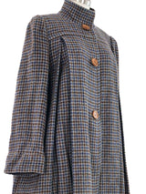 1970s Krizia Gray Houndstooth Smock Coat Outerwear arcadeshops.com