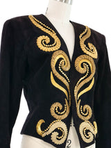 Yves Saint Laurent Beaded Suede Blazer Jacket arcadeshops.com