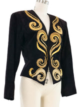 Yves Saint Laurent Beaded Suede Blazer Jacket arcadeshops.com