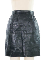 Yves Saint Laurent Black Leather Mini Skirt Jacket arcadeshops.com