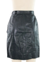 Yves Saint Laurent Black Leather Mini Skirt Jacket arcadeshops.com