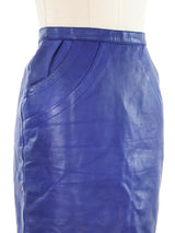 Yves Saint Laurent Purple Leather Mini Skirt Jacket arcadeshops.com