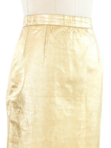 Yves Saint Laurent Goldtone Leather Mini Skirt Jacket arcadeshops.com