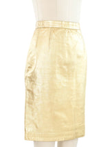 Yves Saint Laurent Goldtone Leather Mini Skirt Jacket arcadeshops.com