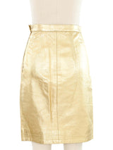 Yves Saint Laurent Goldtone Leather Mini Skirt Jacket arcadeshops.com