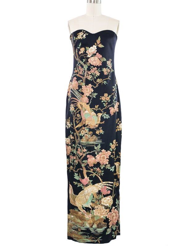 Roberto Cavalli Printed Satin Gown Dress arcadeshops.com