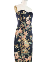Roberto Cavalli Bird Printed Strapless Gown Dress arcadeshops.com