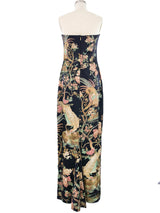 Roberto Cavalli Bird Printed Strapless Gown Dress arcadeshops.com