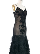 Sue Wong Flutter Lace Mesh Gown Dress arcadeshops.com