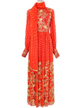 1960s Embellished Crimson Indian Silk Dress Dress arcadeshops.com