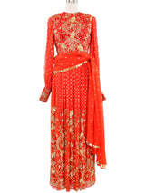 1960s Embellished Crimson Indian Silk Dress Dress arcadeshops.com