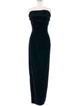 1993 Yeohlee Velvet Boucle Trim Strapless Dress Dress arcadeshops.com