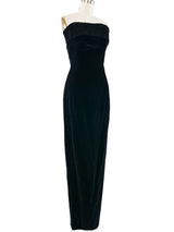 1993 Yeohlee Velvet Boucle Trim Strapless Dress Dress arcadeshops.com