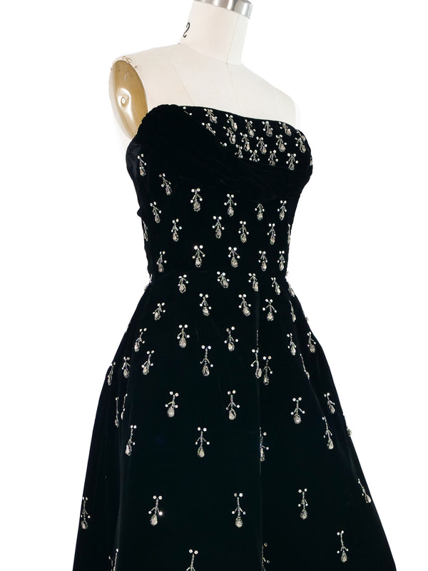 1950s Ceil Chapman Embellished Velvet Dress Dress arcadeshops.com
