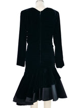 Ruched Velvet Flared Midi Dress Dress arcadeshops.com