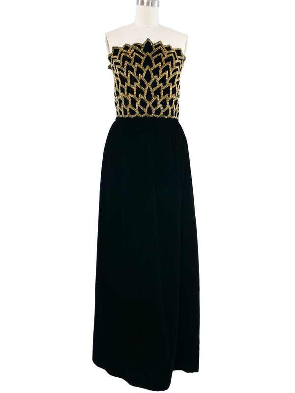 Michael Novarese Embellished Velvet Gown Dress arcadeshops.com