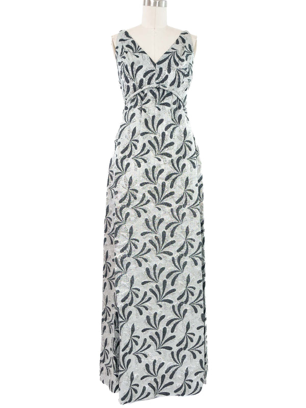 Jacquard Silver Lame Gown Dress arcadeshops.com
