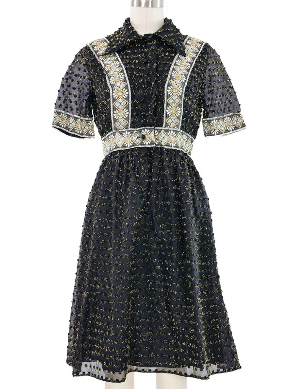 Oscar de la Renta Tufted Metallic Shirt Dress Dress arcadeshops.com