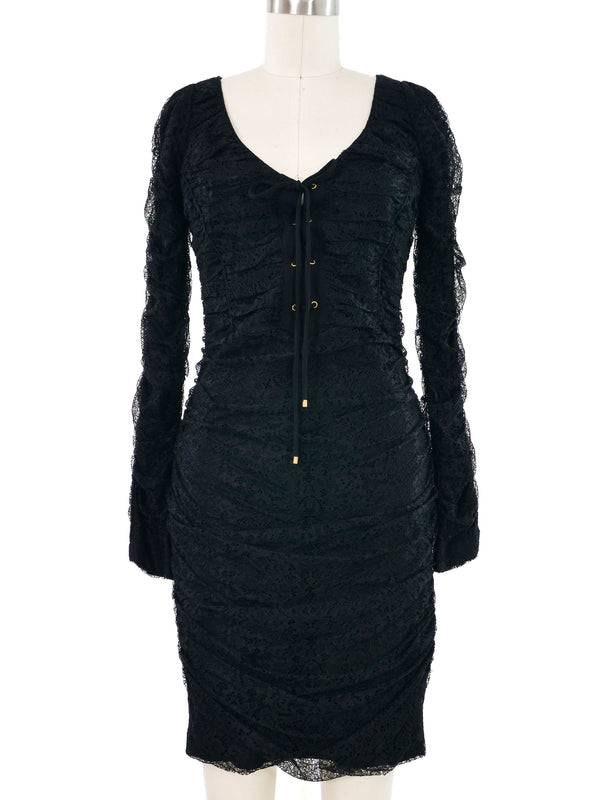Roberto Cavalli Ruched Lace Dress Dress arcadeshops.com