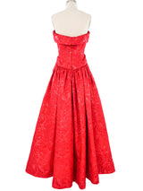 Arnold Scaasi Metallic Red Brocade Dress Dress arcadeshops.com