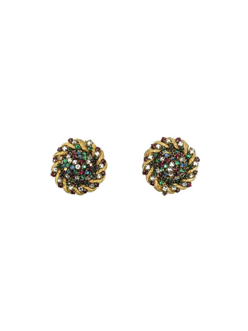 Miriam Haskell Multi Crystal Button Earrings arcadeshops.com