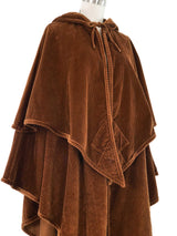 Brown Corduroy Hooded Cape Outerwear arcadeshops.com
