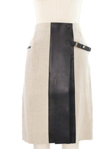 Celine Linen And Leather Skirt Suit Suit arcadeshops.com