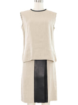 Celine Linen And Leather Skirt Suit Suit arcadeshops.com