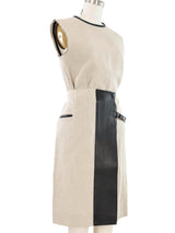 Celine Linen And Leather Skirt Suit Suit arcadeshops.com